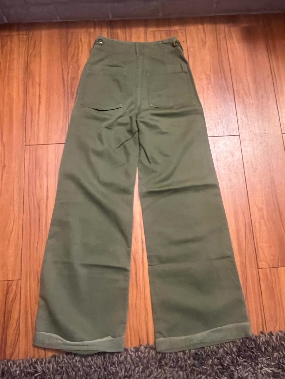 Zara High-Waist Wide-Leg Women's Pants in Olive Green